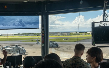 Osaka Sakai City International Youth Project students tour MCAS Futenma, MAG-36 aircraft