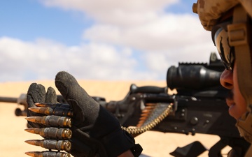 Marines with 4th Assault Amphibian Battalion conduct machine gun range during BRIGHT STAR 25