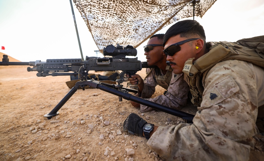 Marines with 4th Assault Amphibian Battalion conduct machine gun range during BRIGHT STAR 25