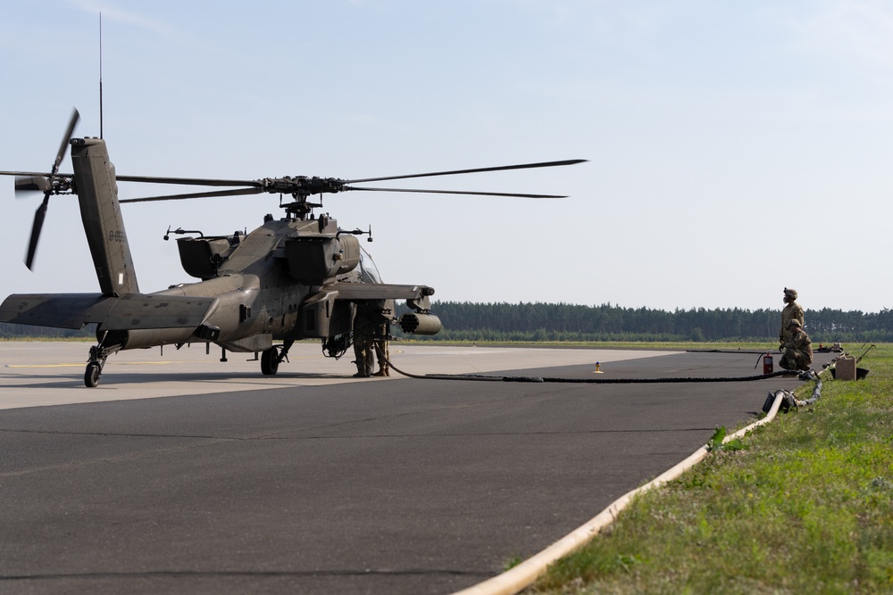 Combat Aviation and Sustainment Units Partner for Forward Refueling in Poland