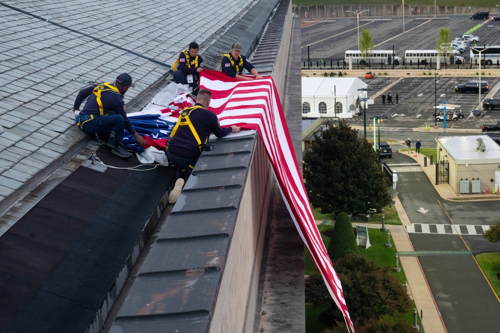 Pentagon Flag Unfurling on 24th Anniversary of 9/11