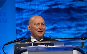 Recipient Delivers Remarks During Lone Sailor Awards Dinner