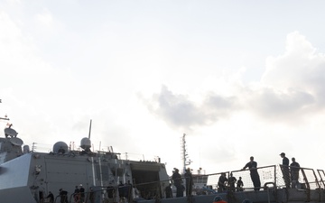 USS Truxtun (DDG 103) Pulls out of Port at Ras Al Tin Naval Base, Egypt