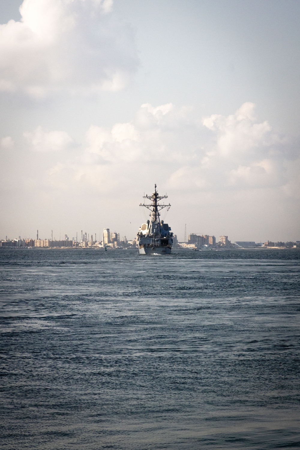 USS Truxtun (DDG 103) Pulls out of Port at Ras Al Tin Naval Base, Egypt