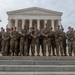 U.S. Soldiers with the 4th Battalion, 118th Infantry Regiment, South Carolina National Guard, attended the promotion of Sgt. William Aiken to Staff Sergeant at the Jefferson Memorial