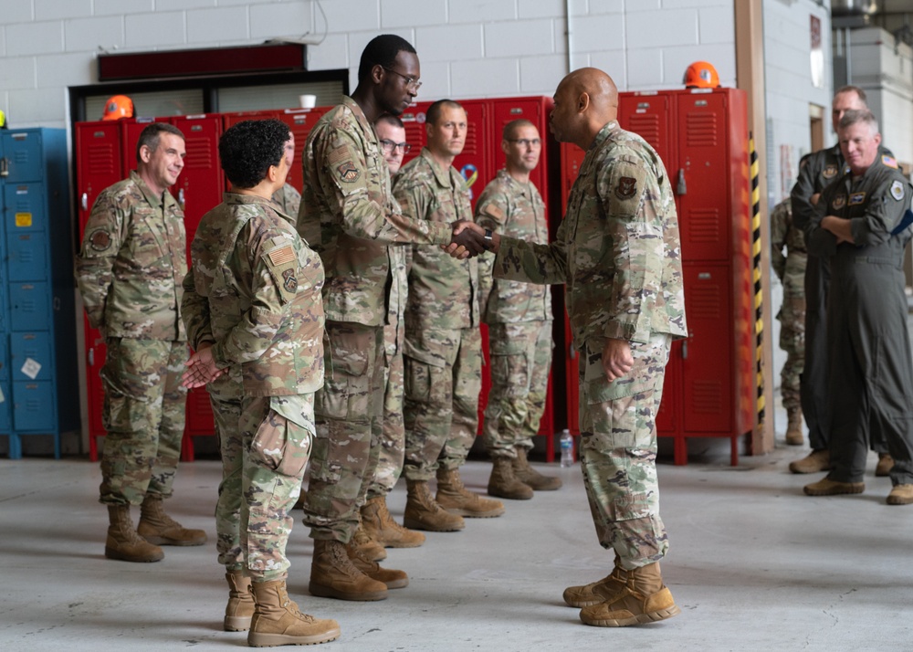 Maj. Gen. Fast, Chief Dennis visit Westover