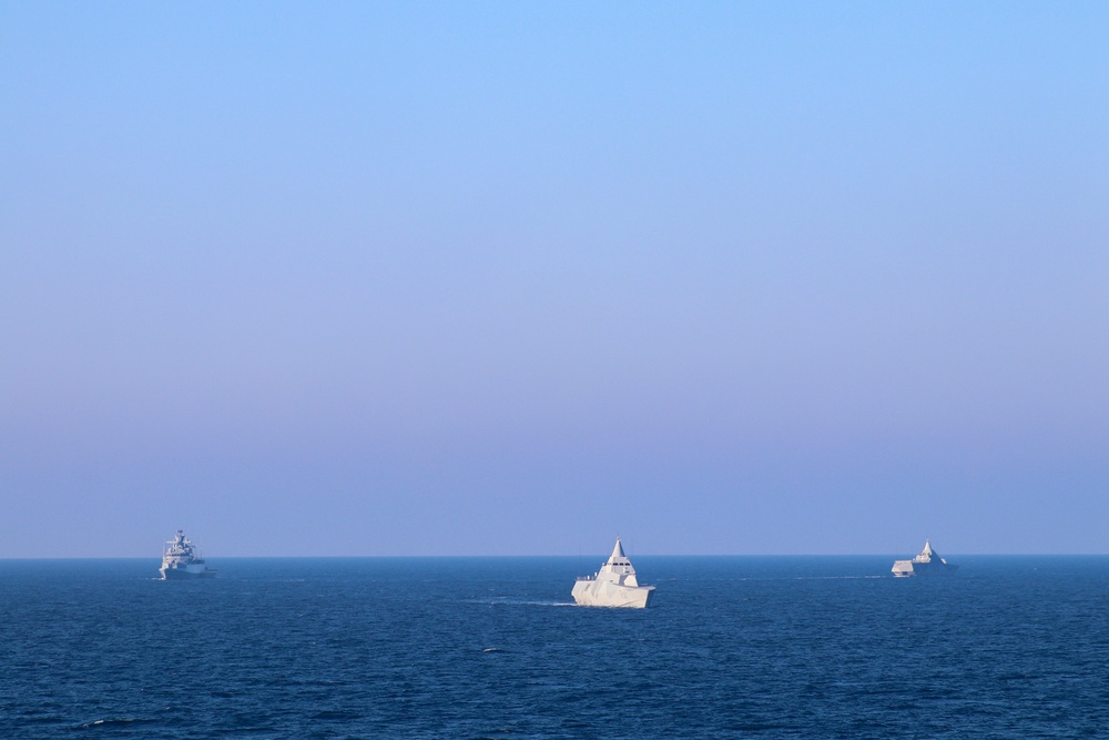 USS Bulkeley (DDG 84) conducts maneuvers alongside ally NATO ships during Northern Coasts 2025