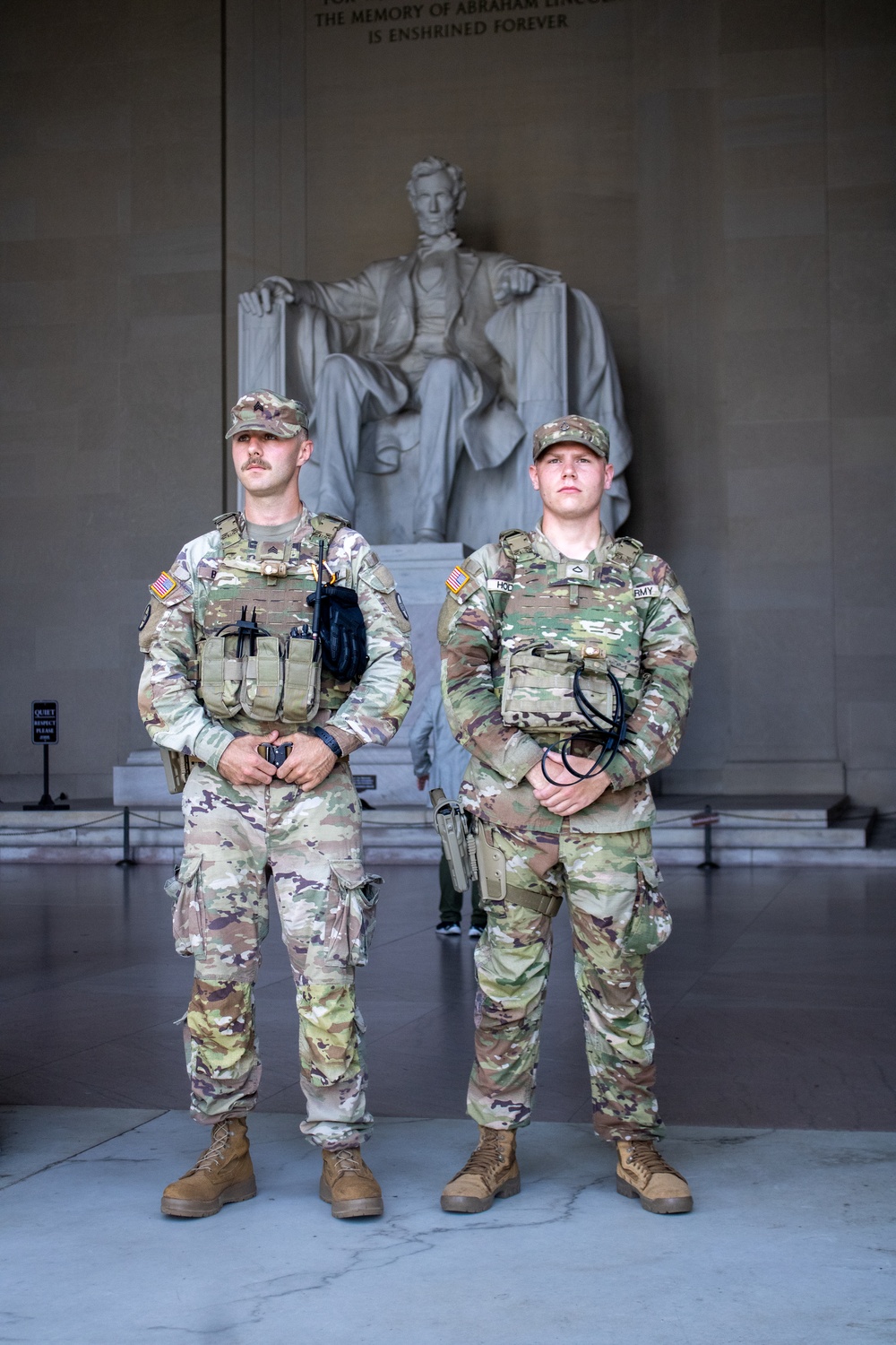 South Carolina Soldiers Patrol The Lincoln Memorial