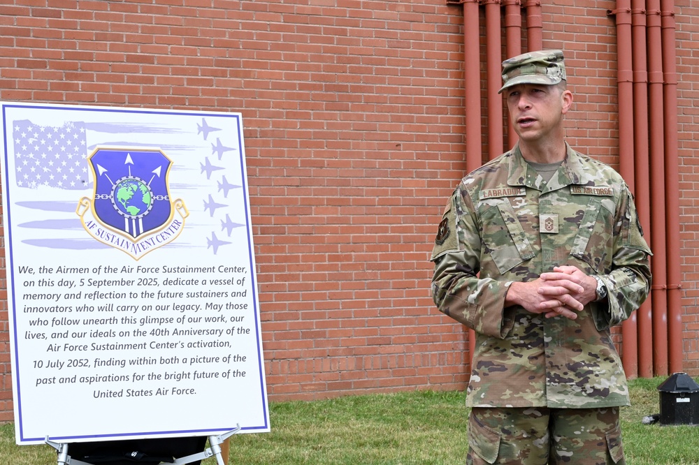 Air Force Sustainment Center buries time capsule for 40th Anniversary