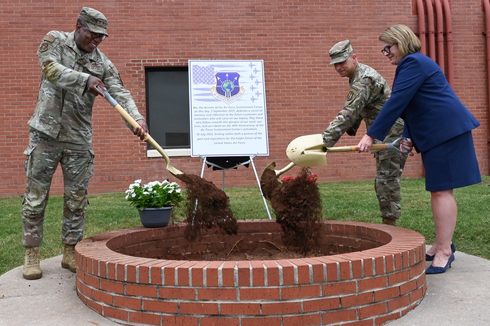 Air Force Sustainment Center buries time capsule for 40th Anniversary