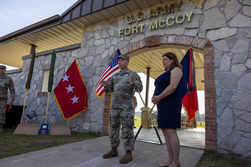 Outgoing Commander Gives Speech during Award Ceremony