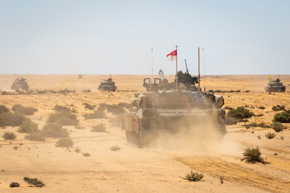 US Soldiers, Marines maneuver tanks during BRIGHT STAR 25
