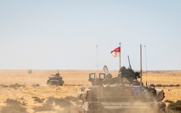 US Soldiers, Marines maneuver tanks during BRIGHT STAR 25
