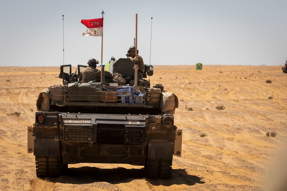 US Soldiers, Marines maneuver tanks during BRIGHT STAR 25