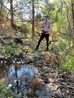 site visit of a completed Beaver Dam Analog (BDA) restoration project at Spring Creek