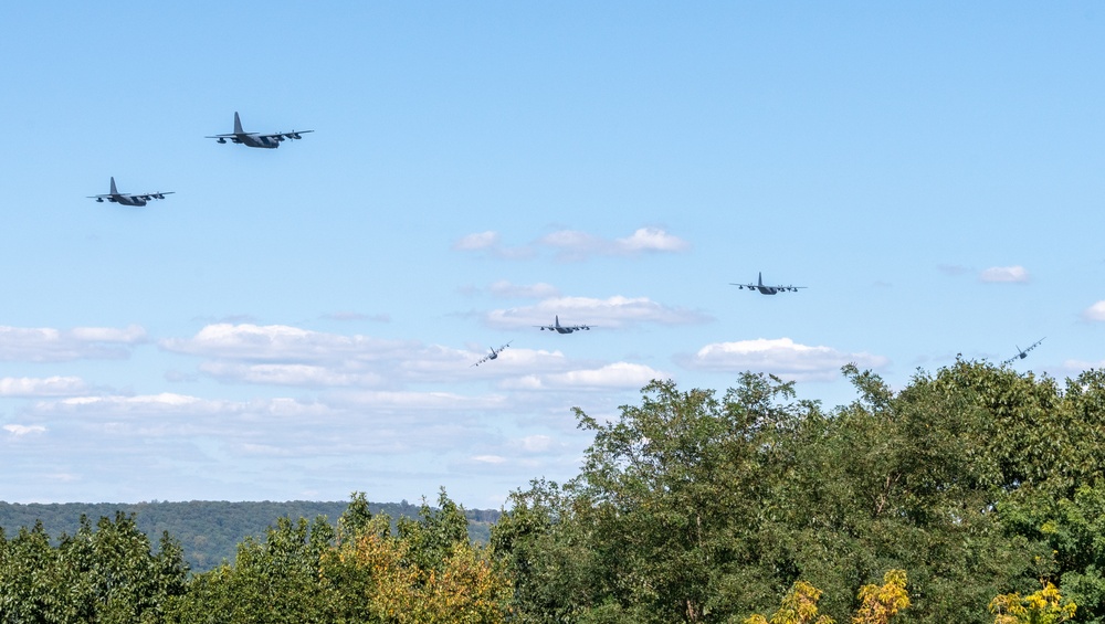 PA Air National Guard military formation flight commemorates 9/11