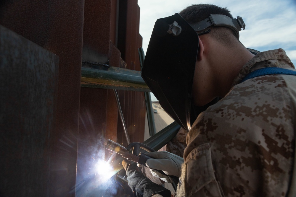 Joint Task Force-Southern Border Marines conduct barrier reinforcement operations