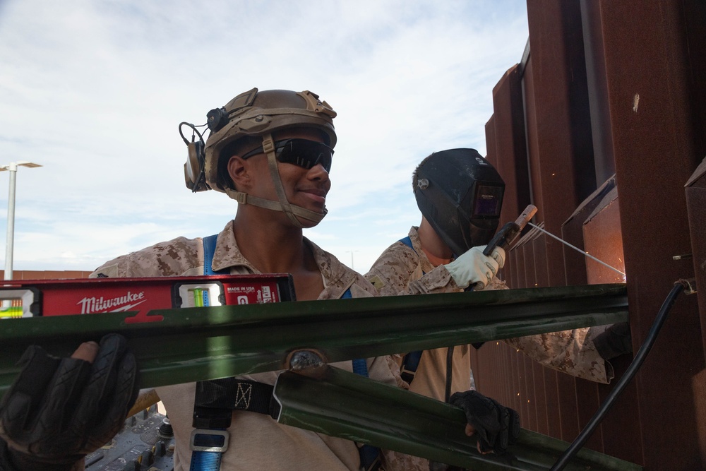 Joint Task Force-Southern Border Marines conduct barrier reinforcement operations