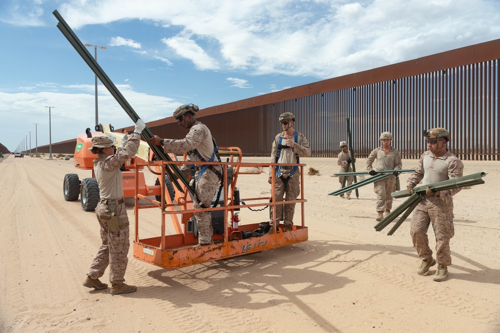 Joint Task Force-Southern Border Marines conduct barrier reinforcement operations