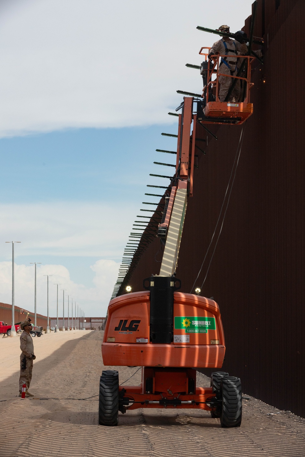 Joint Task Force-Southern Border Marines conduct barrier reinforcement operations