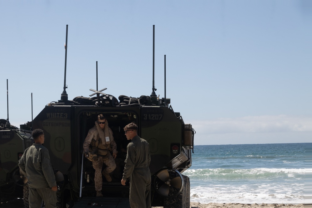 U.S. Marines with 1st MARDIV conduct amphibious combat vehicle surf transit training