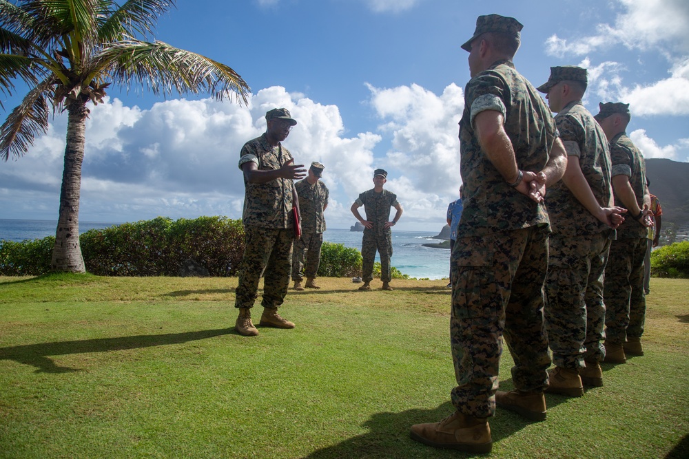 U.S. Navy Lt. Mark Bristol  Fleet Marine Force (FMF) pinning ceremony