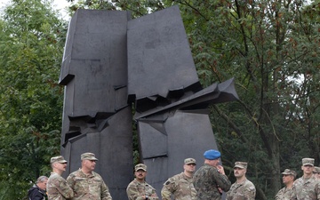 U.S. Army Soldiers meet the Polish officer ahead of the remembrance ceremony