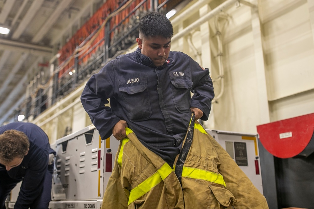USS Tripoli Sailors Run a Flying Squad Drill