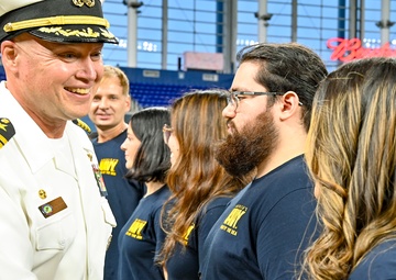 Ronald Reagan CO Swears In Future Sailors at Marlins’ 9/11 Game