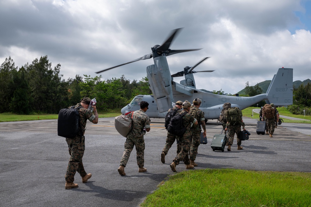 MV-22B Ospreys depart JMSDF Kanoya, transport 3rd Recon Bn. Marines in preparation for Resolute Dragon 25