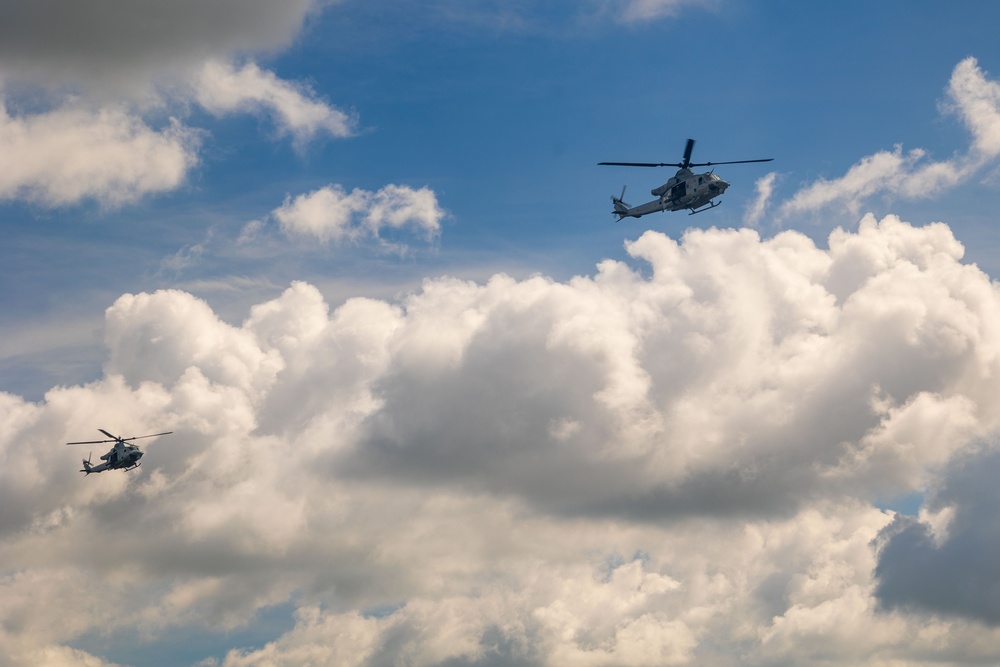 HMLA-169 UH-1Y Venom helicopters arrive at JGSDF Camp Metabaru