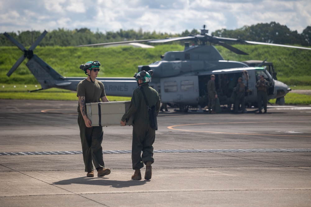 HMLA-169 UH-1Y Venom helicopters arrive at JGSDF Camp Metabaru