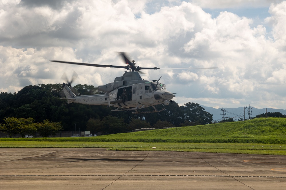 HMLA-169 UH-1Y Venom helicopters arrive at JGSDF Camp Metabaru