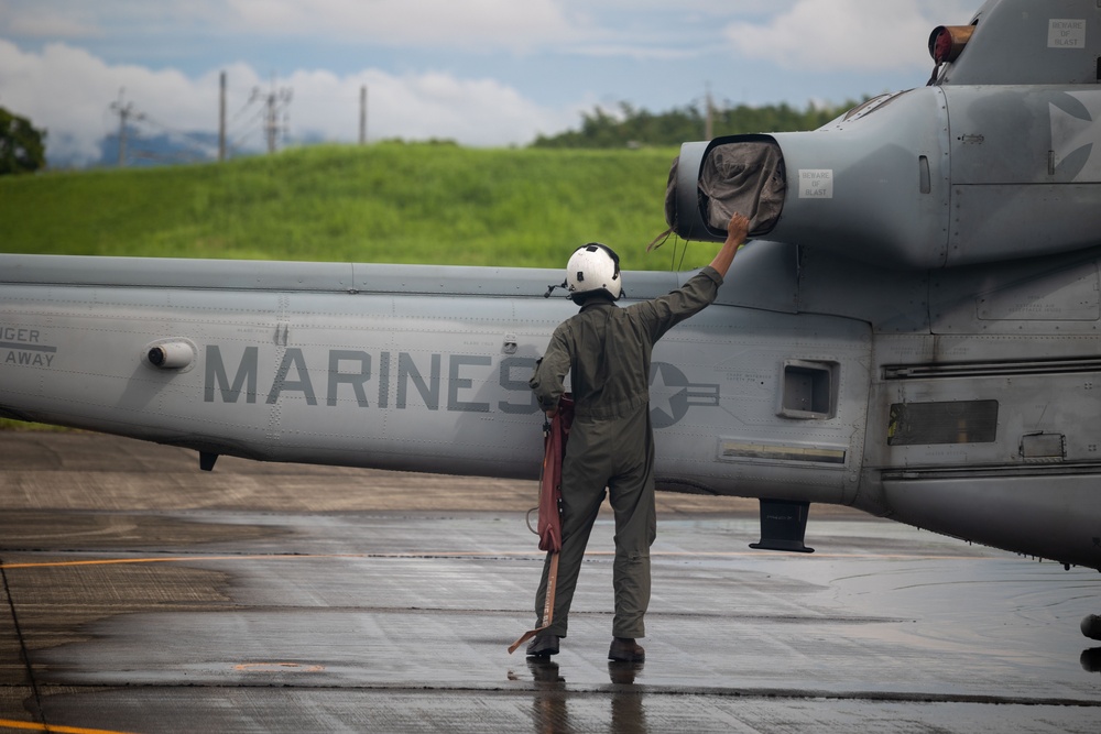 U.S. Marine helicopters conduct flight operations