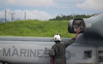 U.S. Marine helicopters conduct flight operations