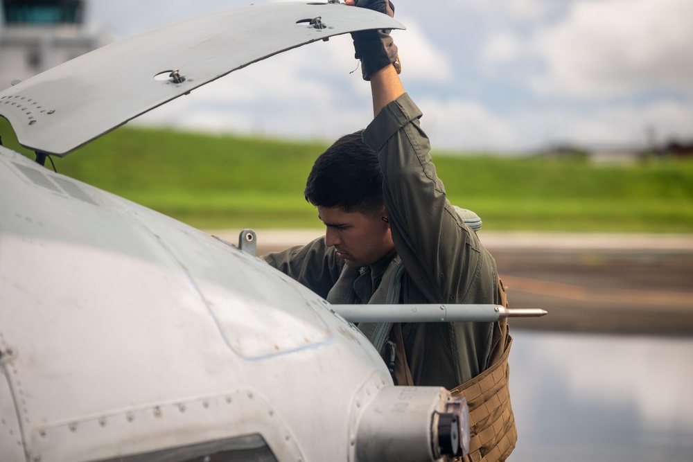 U.S. Marine helicopters conduct flight operations