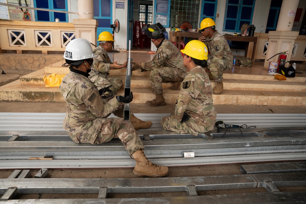 Pacific Friendship 2025: 9th Mission Support Command Engineers build good will, roof at clinic in Vietnam