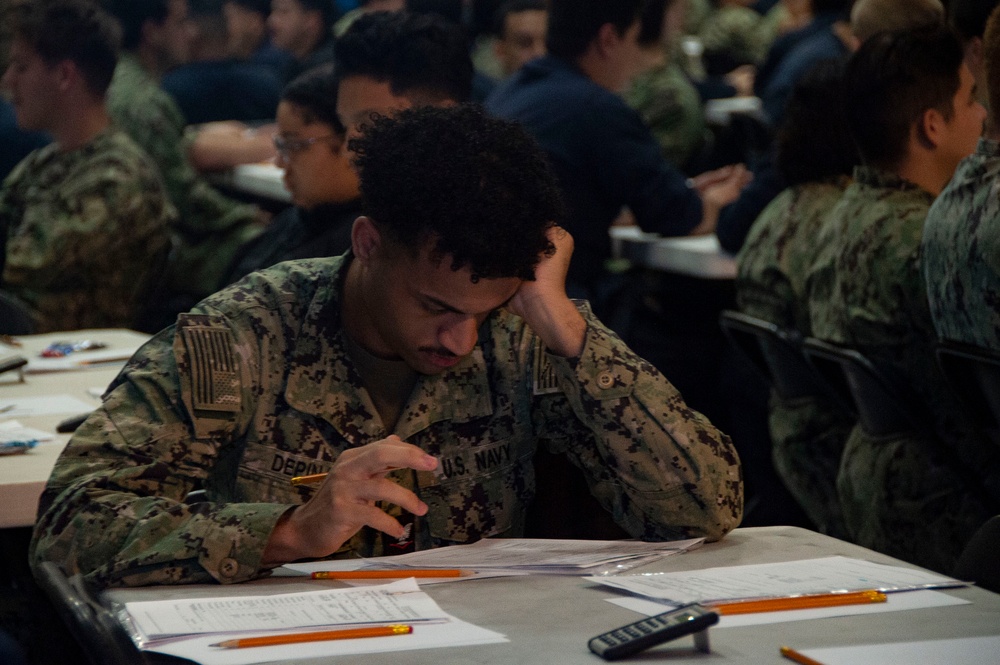 USS Ronald Reagan Sailors Take E-5 Exam