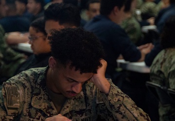 USS Ronald Reagan Sailors Take E-5 Exam