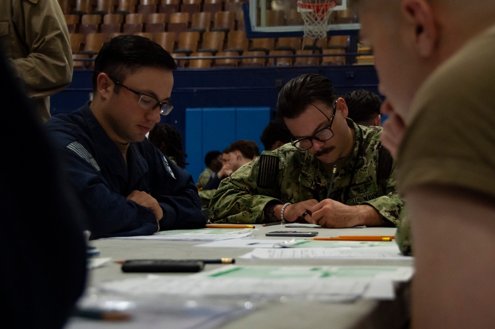 USS Ronald Reagan Sailors Take E-5 Exam