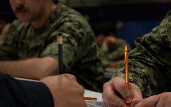 USS Ronald Reagan Sailors Take E-5 Exam