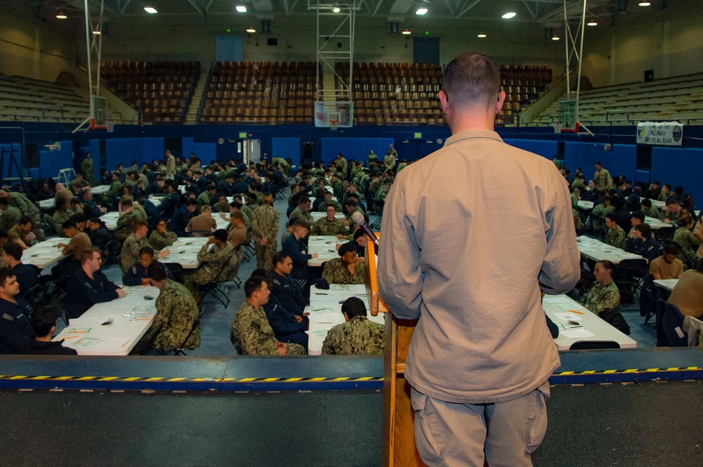 USS Ronald Reagan Sailors Take E-5 Exam