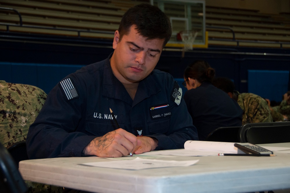 USS Ronald Reagan Sailors Take E-5 Exam
