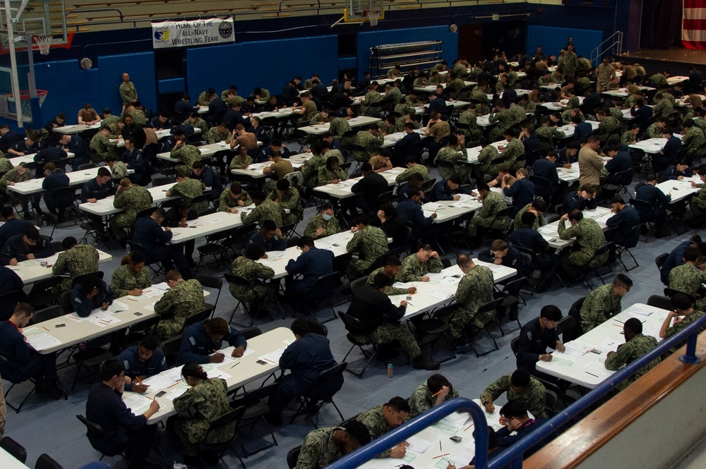USS Ronald Reagan Sailors Take E-5 Exam