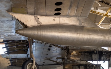 B-52 crabs into hangar at Tinker AFB