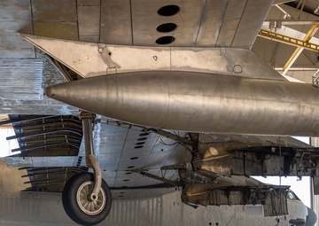 B-52 crabs into hangar at Tinker AFB