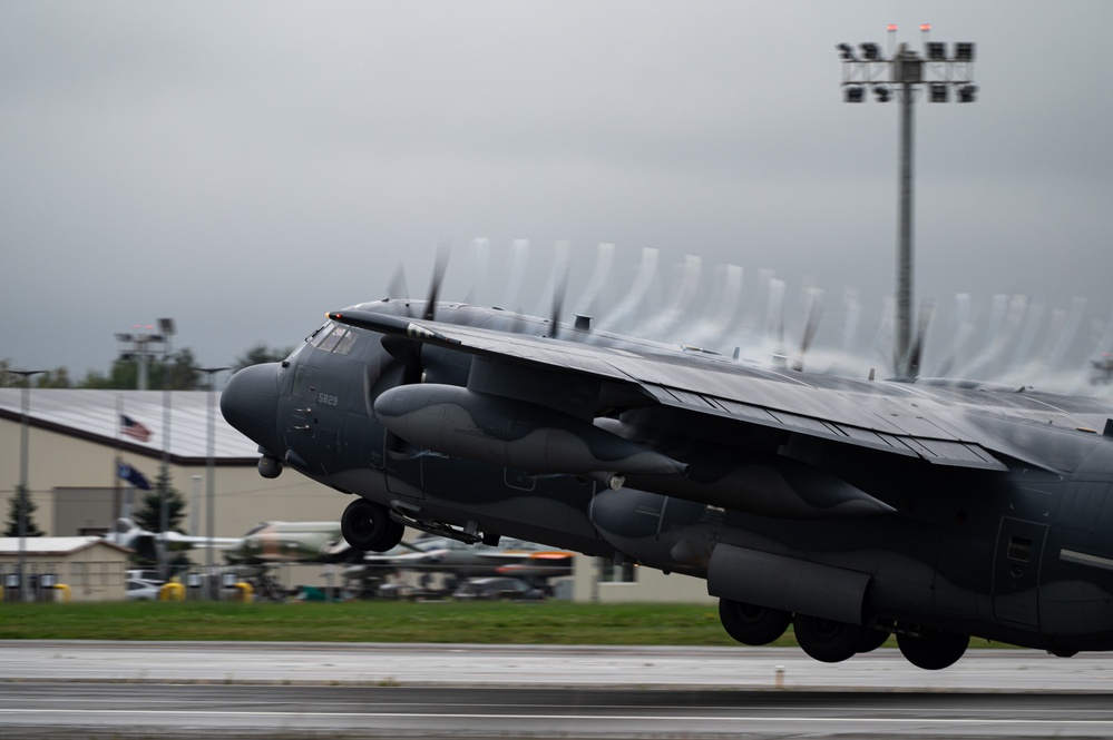 An Alaska Air National Guard HC-130J Combat King II Conducts Training Mission with Guardian Angels