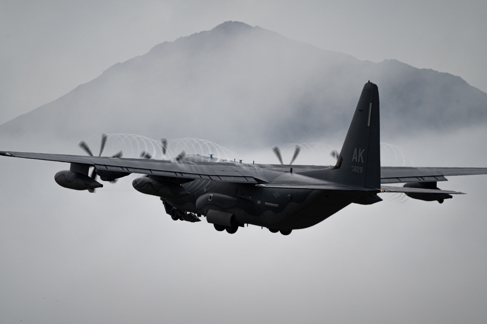 An Alaska Air National Guard HC-130J Combat King II Conducts Training Mission with Guardian Angels