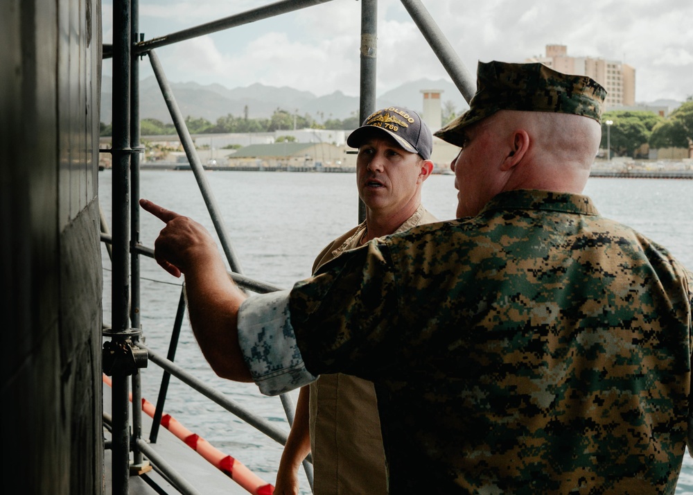 Judge Advocate General of the Navy Major General David Bligh and Staff visit USS Toledo (SSN 769)