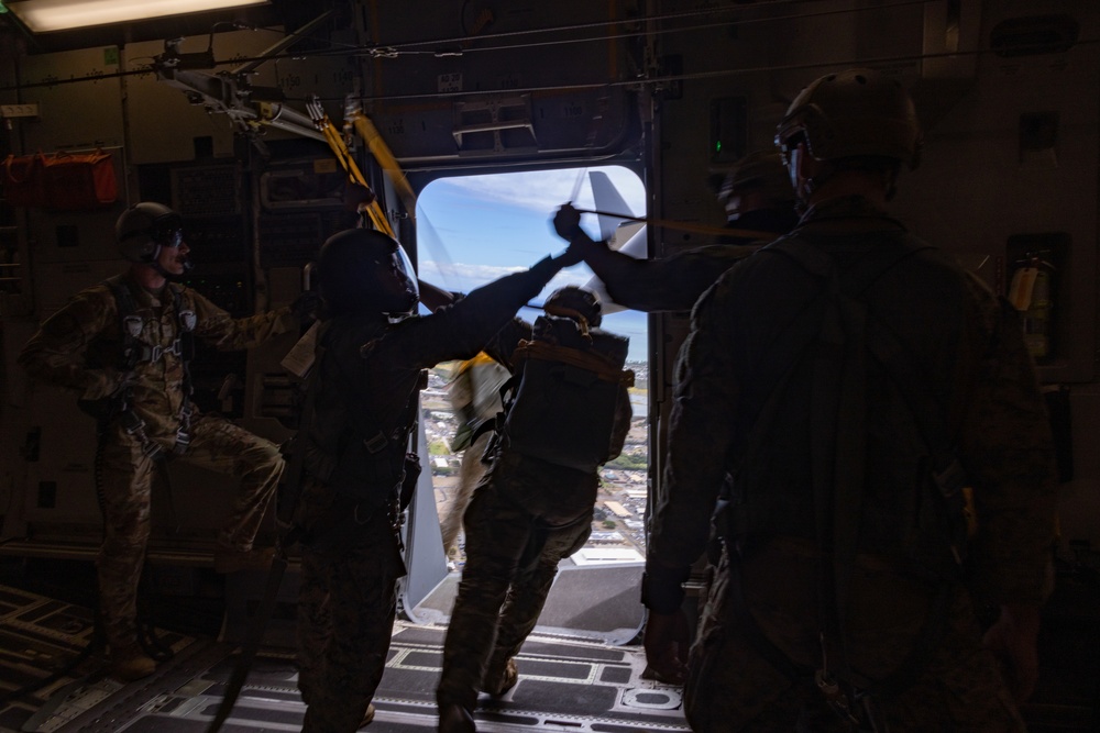 From the Sky to Across the Sea: Airmen and Marines Drop Together at MCBH